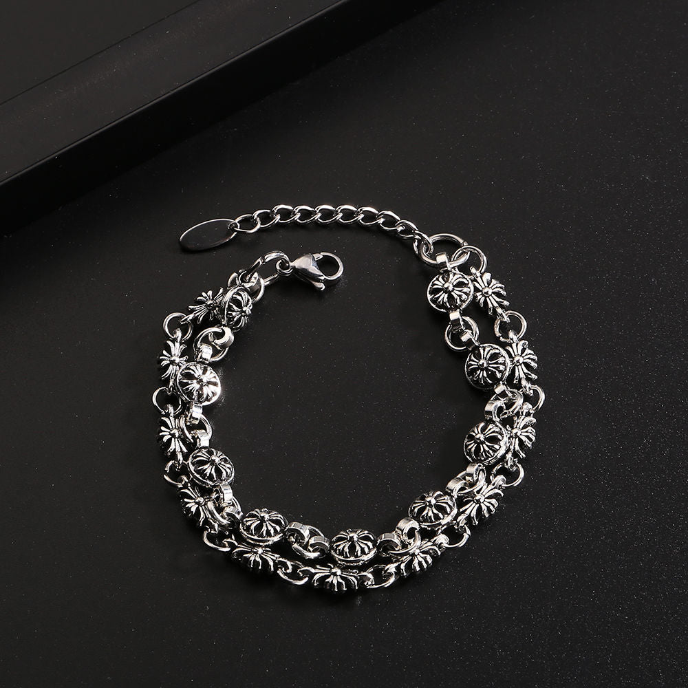 Chrome Hearts double-layer Cross simple bracelet