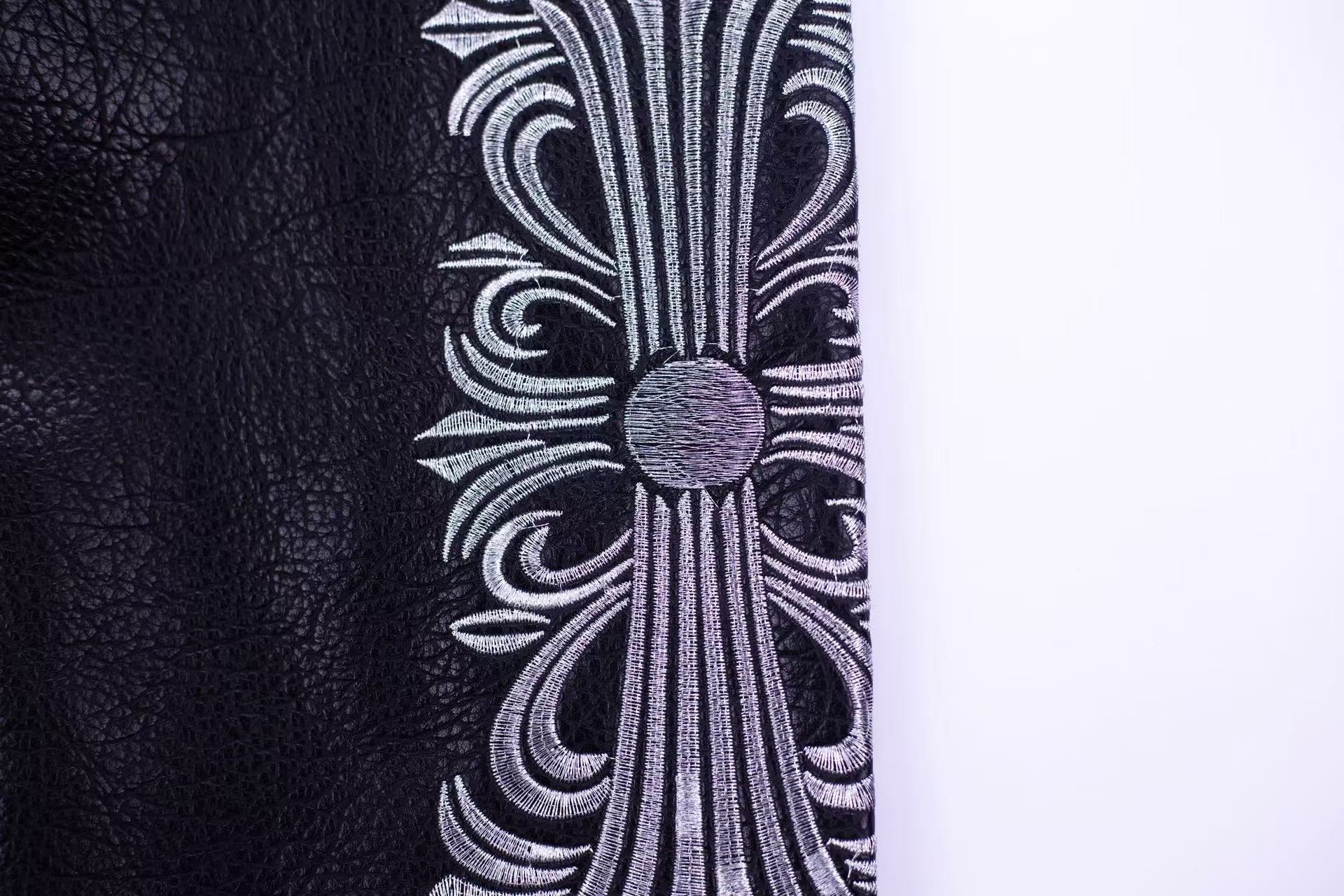 Chrome Hearts Embroidered Sleeve Varsity Jacket - Black Streetwear Coat 5577