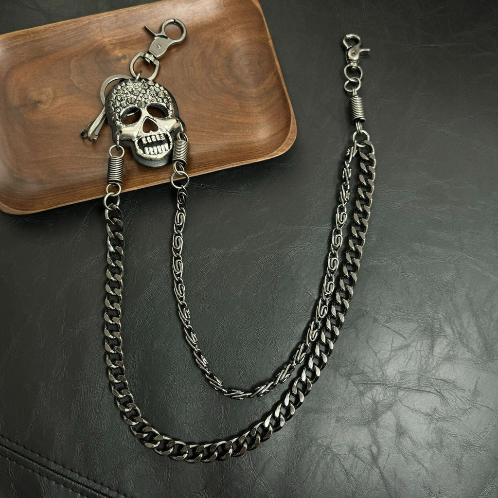 Chrome Hearts Pirate ghost head punk metal spike double-layer waist chain