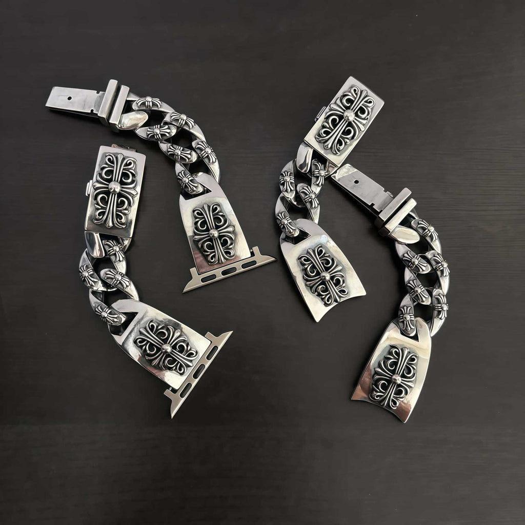 Chrome Hearts cross flower Green Submariner Apple watch strap