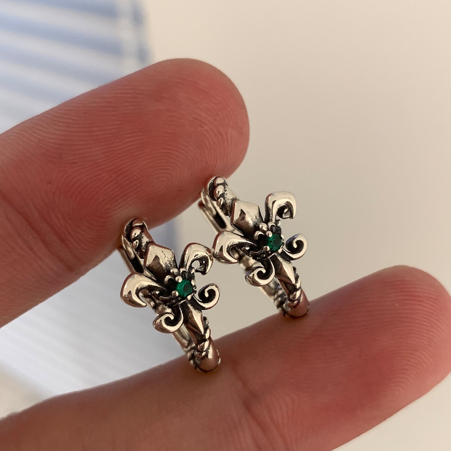 Chrome Hearts Ancient Iris Emerald Zircon Earrings