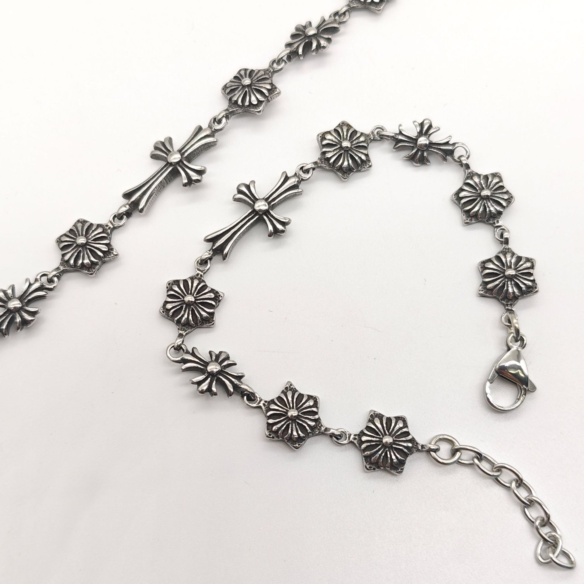 Chrome Hearts six-pointed star flower ball cross bracelet