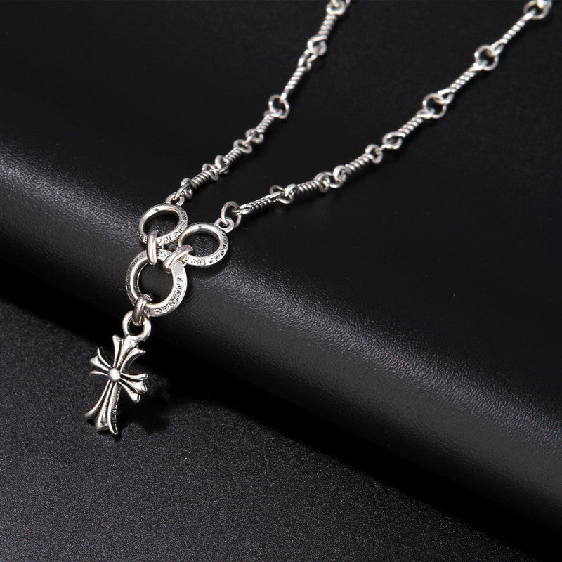 Chrome Hearts cross three-ring bamboo necklace