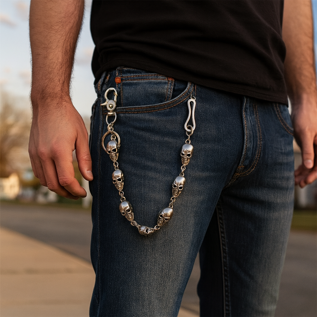 Chrome Hearts Punk metal big ghost head hip-hop pants chain