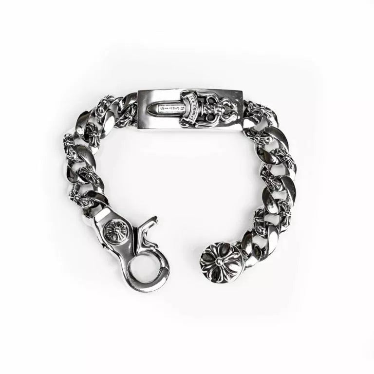 Chrome Hearts Dagger ID Fancy Link Clip Bracelet